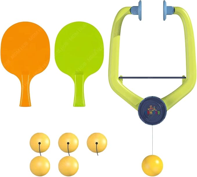 Hanging Table Tennis Trainer 6 Ping Pong Ball & 1 Pair Paddle Self Training Gaming Set for 5| 6 |7 |8 Years Kids (Multicolor)