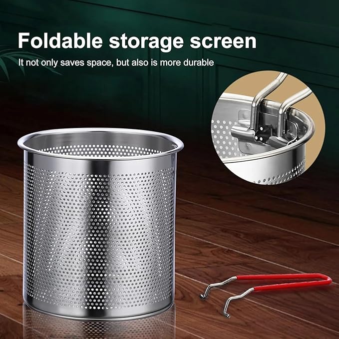 Deep Frying Strainer and Oil Basket With Fryer Tong Stainless Steel Deep Fryer, French Fries Basket, Fry Pan, Food Strainer Colander, Mini Mesh Pot (1200ml)