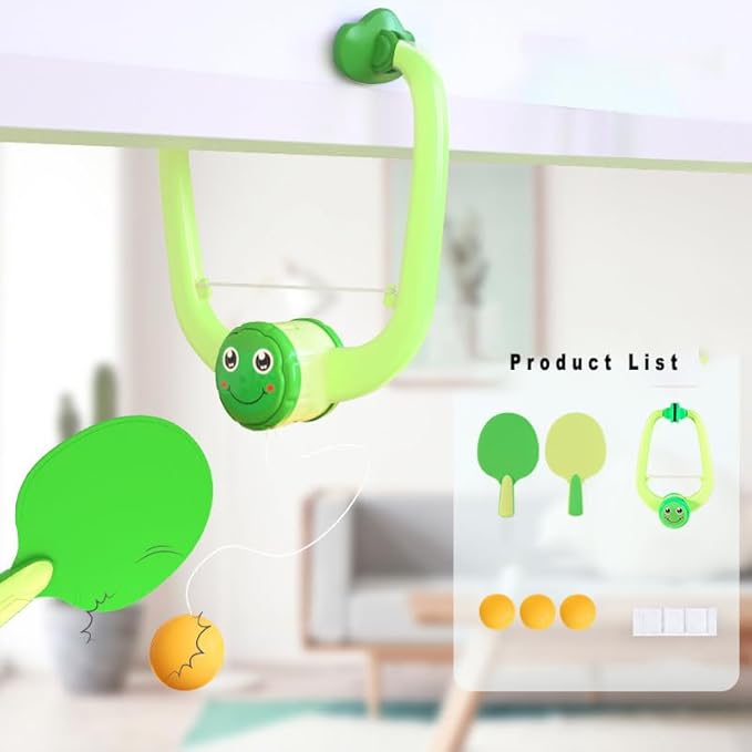 Hanging Table Tennis Trainer 6 Ping Pong Ball & 1 Pair Paddle Self Training Gaming Set for 5| 6 |7 |8 Years Kids (Multicolor)