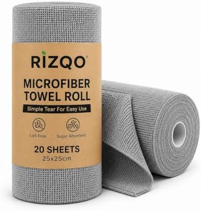 Microfiber Cleaning Cloth Roll | Reusable Kitchen Towel Roll (20 Sheets) | Lint-Free, Washable Microfiber Kitchen Cloth