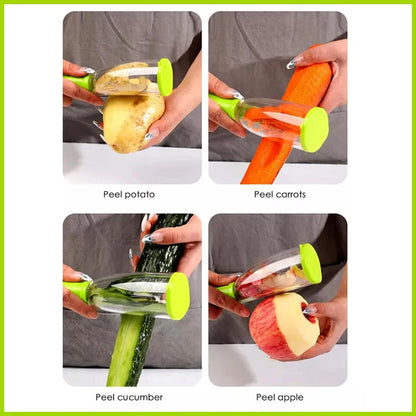 Kitchen Smart Multifunctional Stainless Steel Blade Fruits And Vegetables Peeler with ABS Container