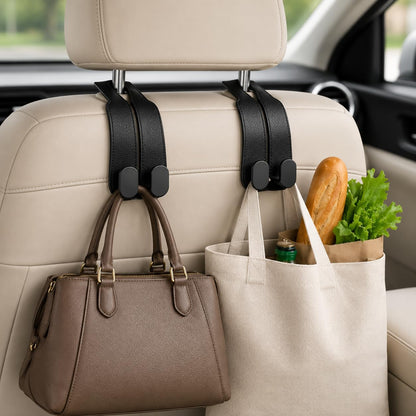 Car Seat Headrest Hooks, 2PCS Universal Car Purse Hook Leather Car Bag Hook