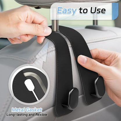 Car Seat Headrest Hooks, 2PCS Universal Car Purse Hook Leather Car Bag Hook