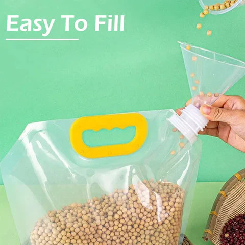 Airtight Multigrain Storage Bags - 1.5 liters with Silicone Funnel FREE - Pack of 3/4